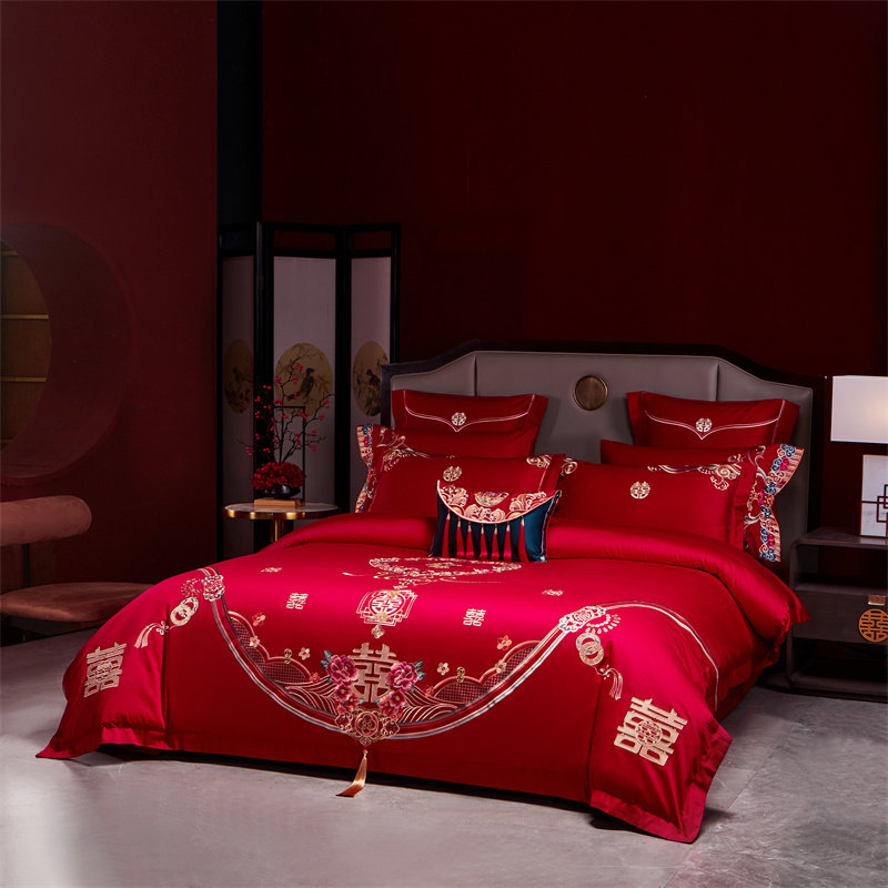 sholisa小林婚庆四件套纯棉六八十件套喜庆大红结婚刺绣床单被套,淘宝优惠券,粉丝福利购,淘宝优惠卷