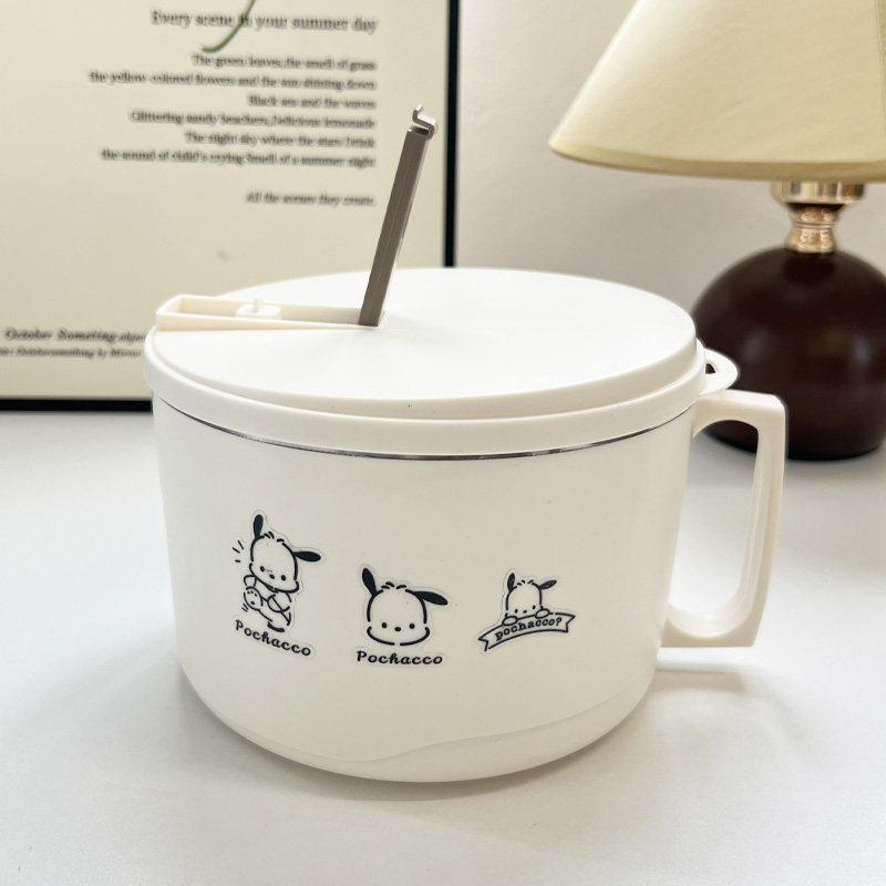 304不锈钢泡面碗带盖大容量帕恰狗可沥水方便面碗学生饭盒日系碗