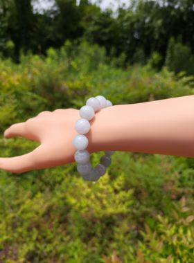 正品天然缅甸翡翠手链男女手串圆珠冰种玉石卡13.5mm16颗