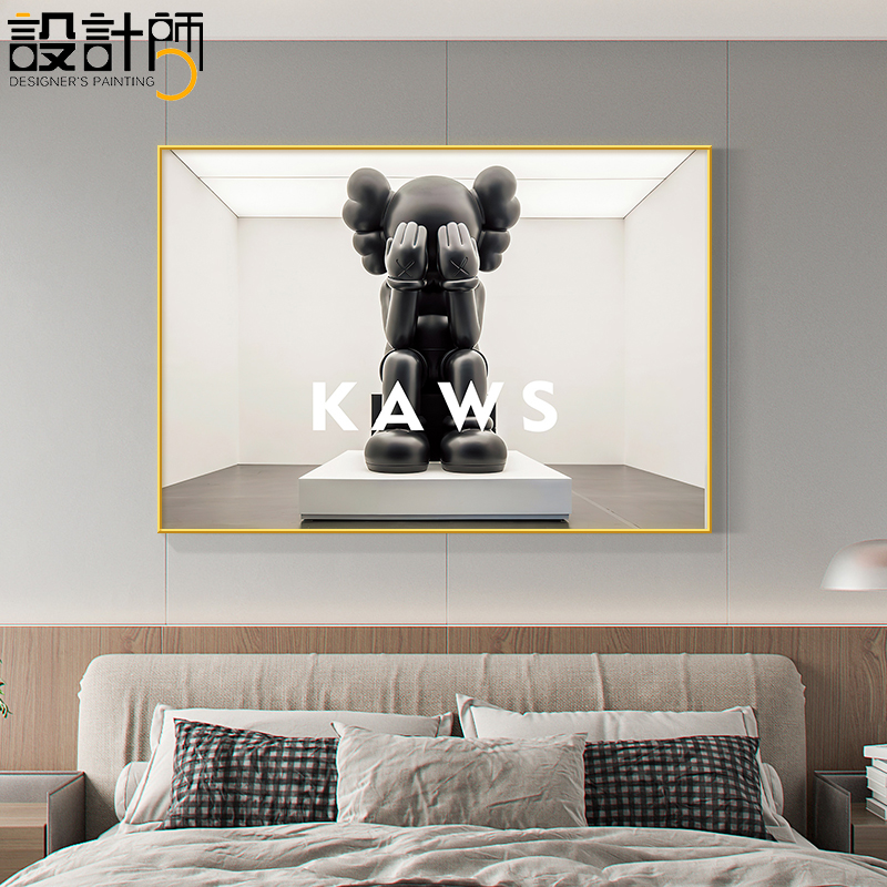 kaws暴力熊挂画卧室床头画房间装饰画现代简约轻奢高级感客厅壁画 - 图2
