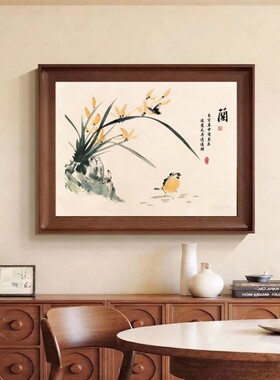 花鸟中式电表箱挂画多媒体盒遮挡