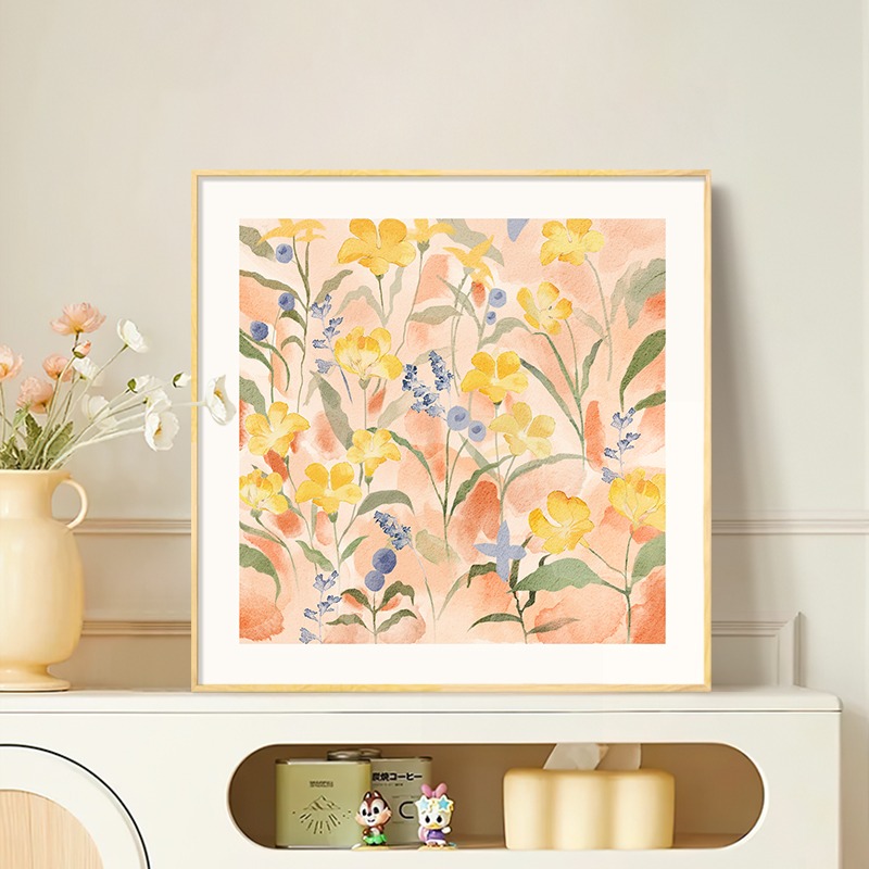 奶油风卧室床头装饰画现代简约花卉客厅壁画房间2023新款主卧挂画