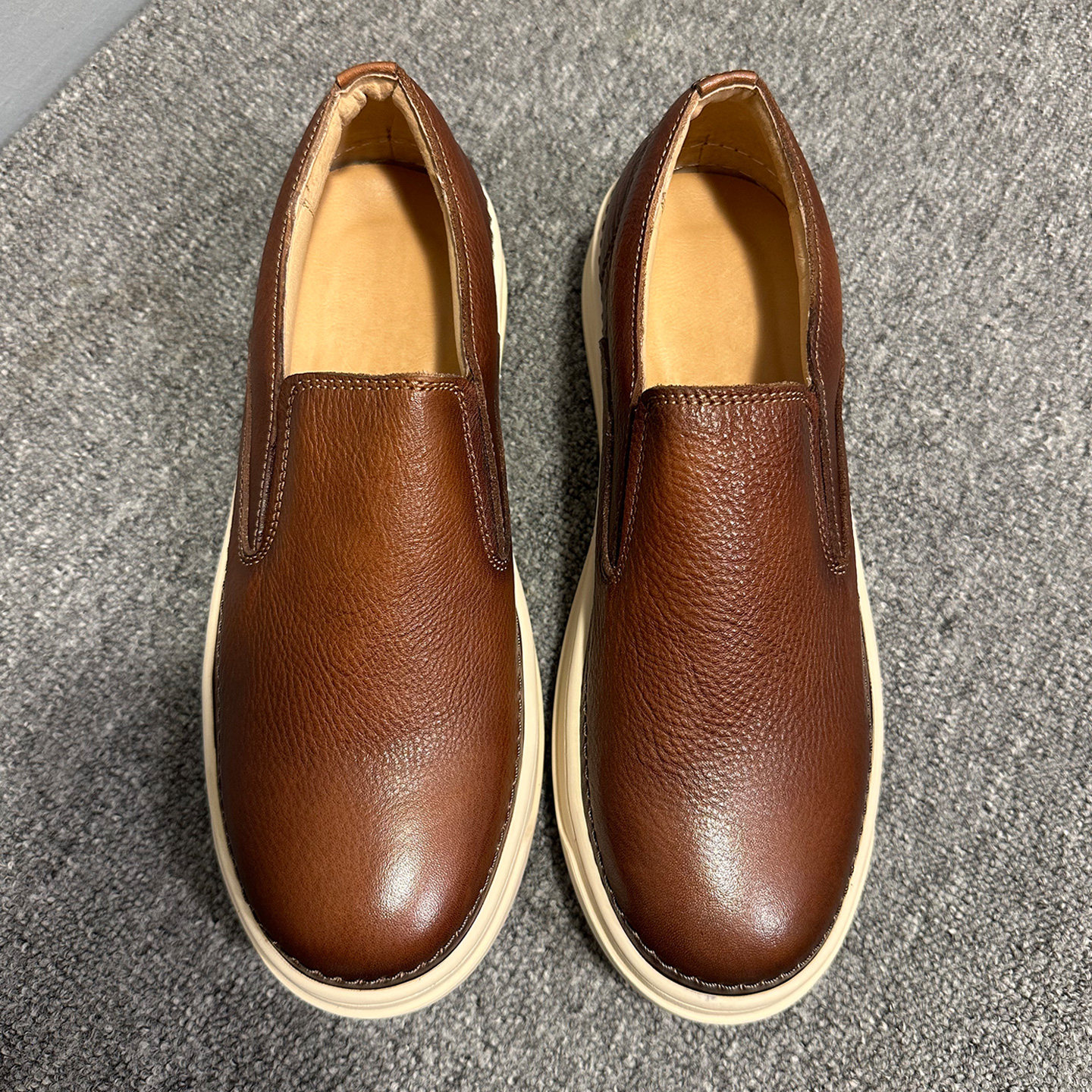 钦宏酷奇高端真皮豆豆鞋男2025新款一脚蹬乐福鞋复古休闲皮鞋软底,淘宝优惠券,粉丝福利购,淘宝优惠卷