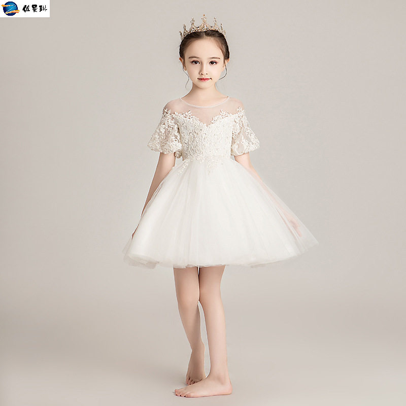 女童白纱公主裙花童婚纱裙夏演出服 佐曼琳连衣裙