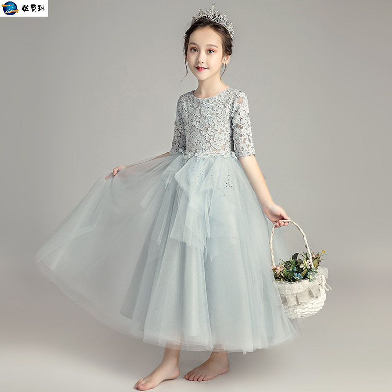 小主持公主裙长袖花童婚纱演出服 佐曼琳连衣裙