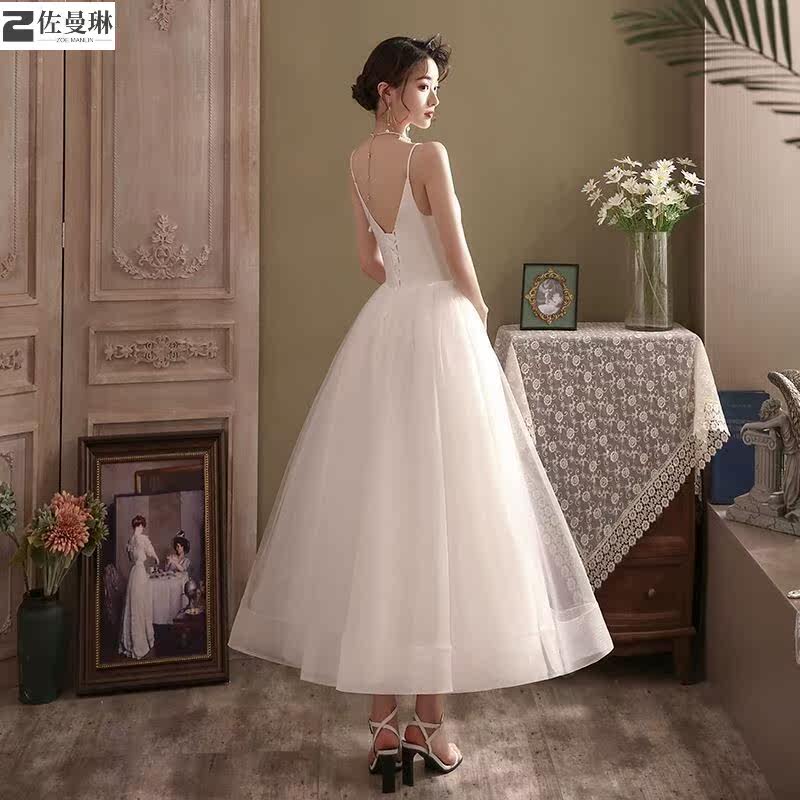 吊带领证小白裙2021新款婚纱小礼服 佐曼琳连衣裙