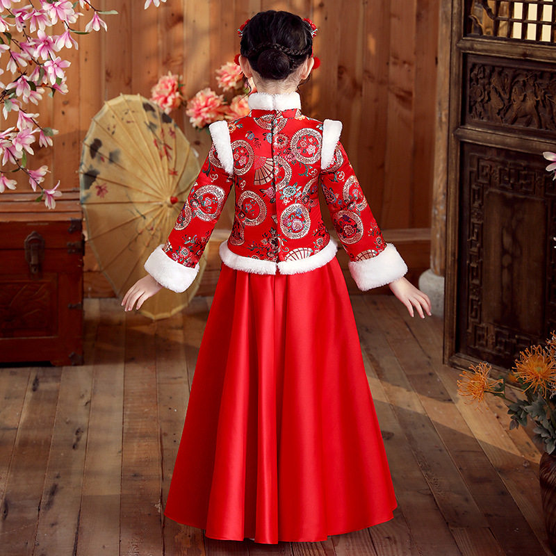 儿童唐装旗袍古装加厚女童公主裙子 佐曼琳连衣裙