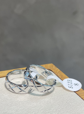 小众经典菱格宽边格纹保色钛钢戒指闭口指环~宽度约6.2mm