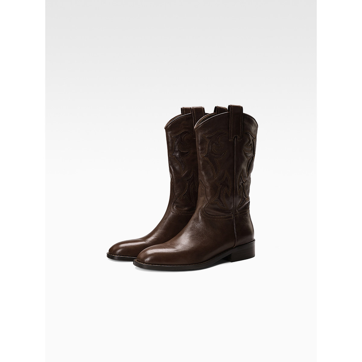 小胎牛复古V口长筒显腿细西部女靴,淘宝优惠券,粉丝福利购,淘宝优惠卷