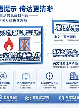 中英双语消防提示贴发现