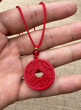 手工编织朱砂葫芦项链防惊跳桃木