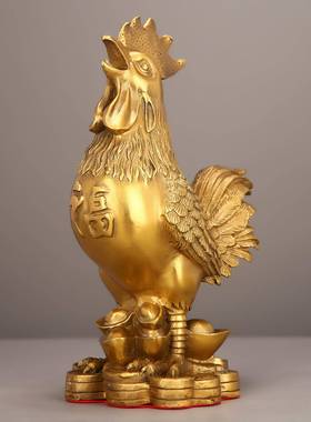 厂家直供纯黄铜鸡大小号摆件福鸡·公鸡·金钱鸡·大吉大利鸡送礼