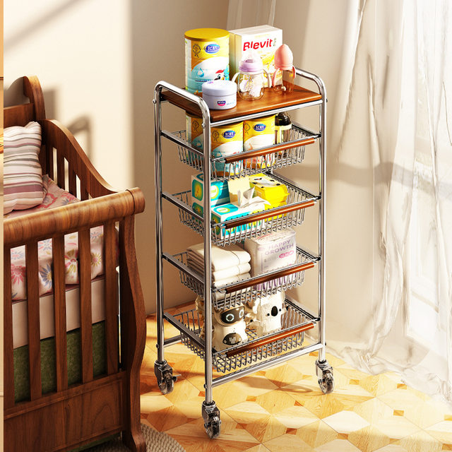 Baby supplies feeding table storage cabinet bedside storage rack care cart mobile bottle storage rack food supplement rack
