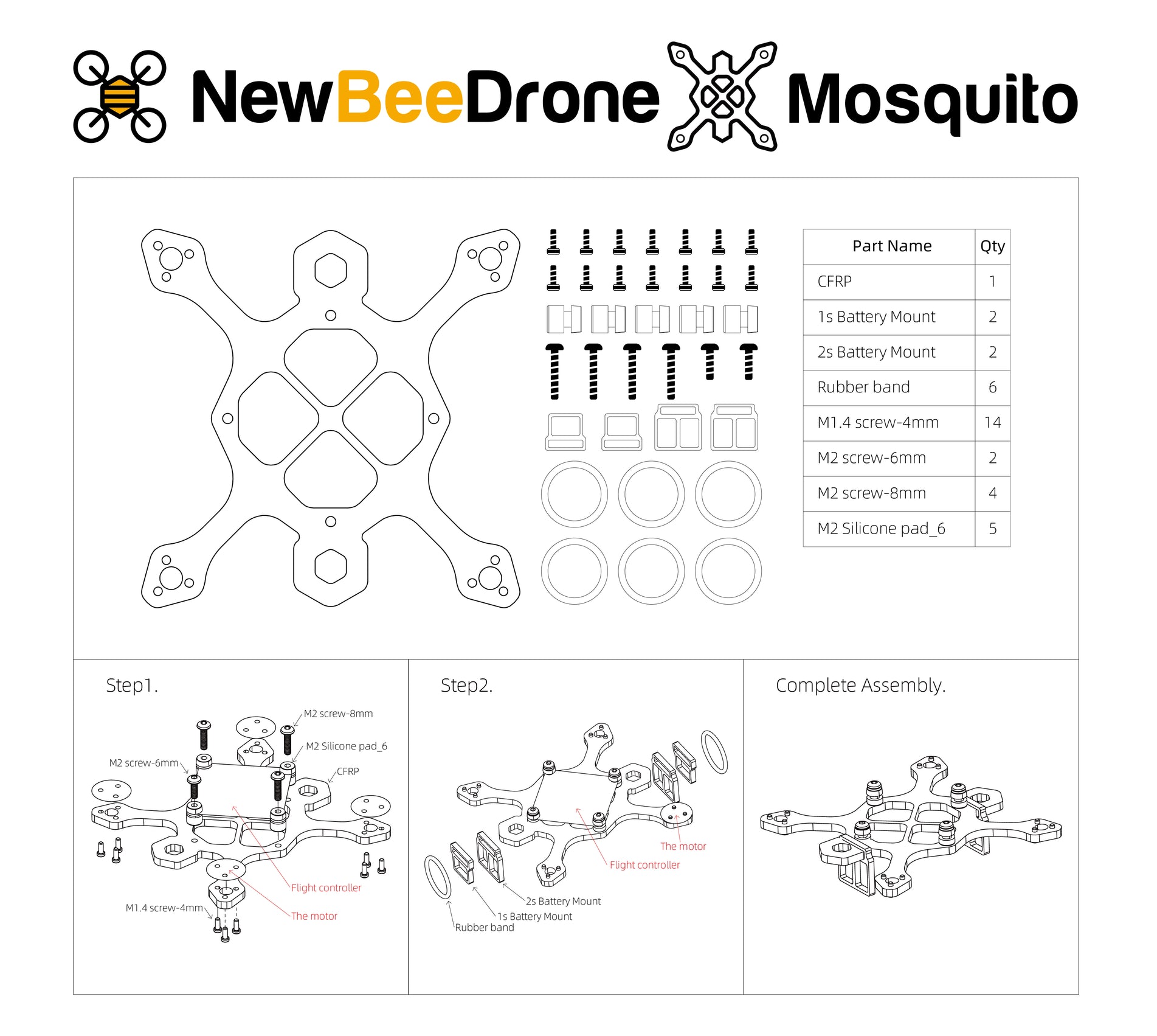 NewBeeDrone Mosquito蚊子机架78mm超轻穿越机机架室内竞速适配-图1
