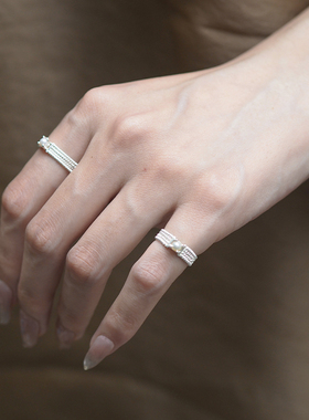 一寸十里织锦中宽镶嵌珍珠戒指