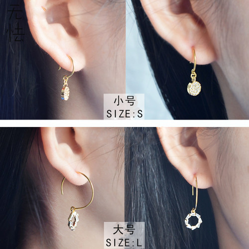 S925纯银光面圆形耳钩配件耳环DIY高端素材零件镀18K金加粗自制 - 图2