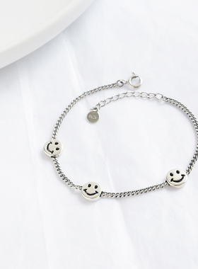 无怯纯银微笑脸手链in日韩冷淡风