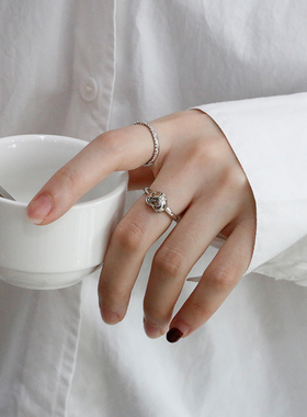 无怯女通体纯银浪漫开口设计戒指