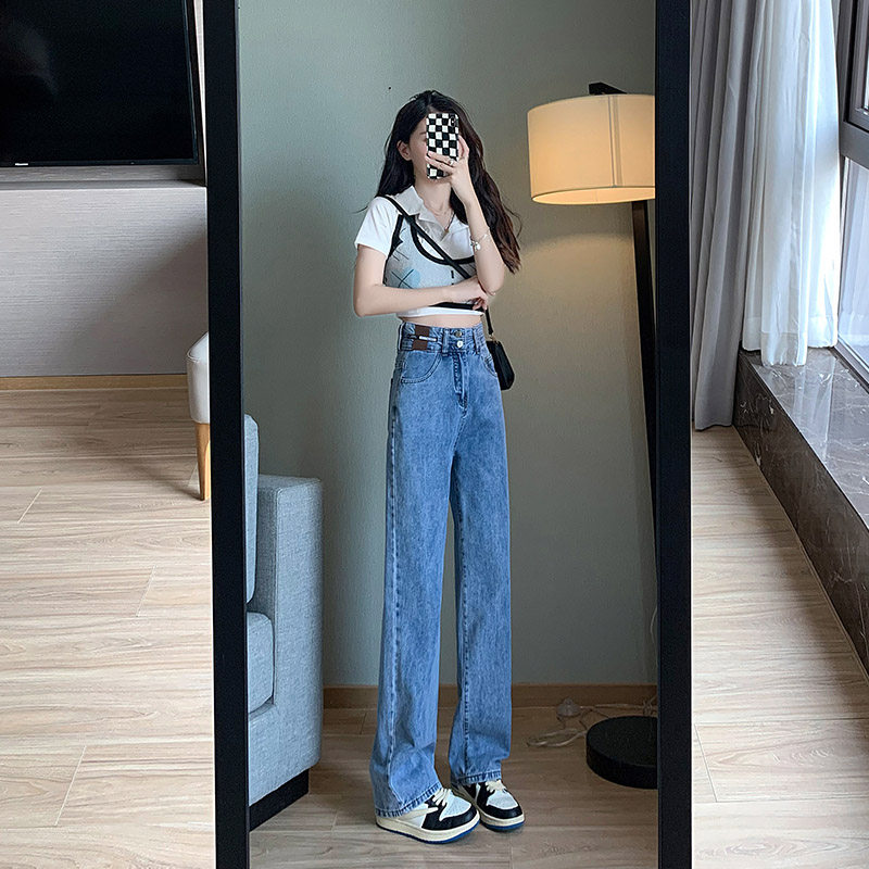 高腰阔腿2022年新款夏季宽松牛仔裤 pstylejeans牛仔裤