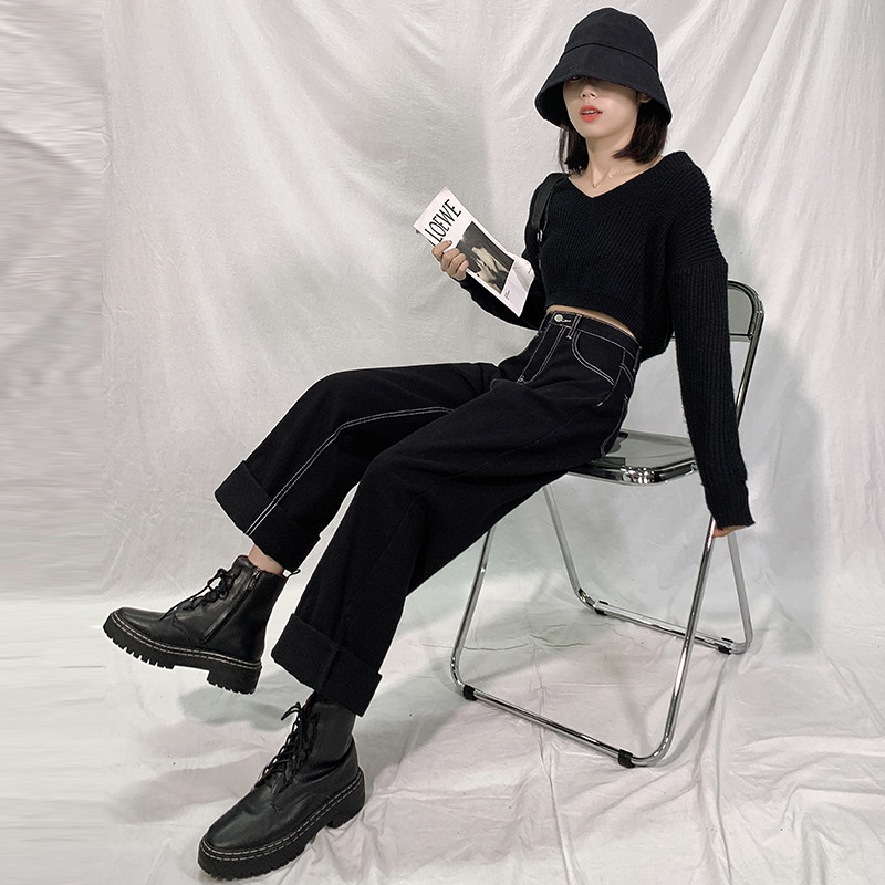 2022年春装新款直筒宽松阔腿牛仔裤 pstylejeans牛仔裤