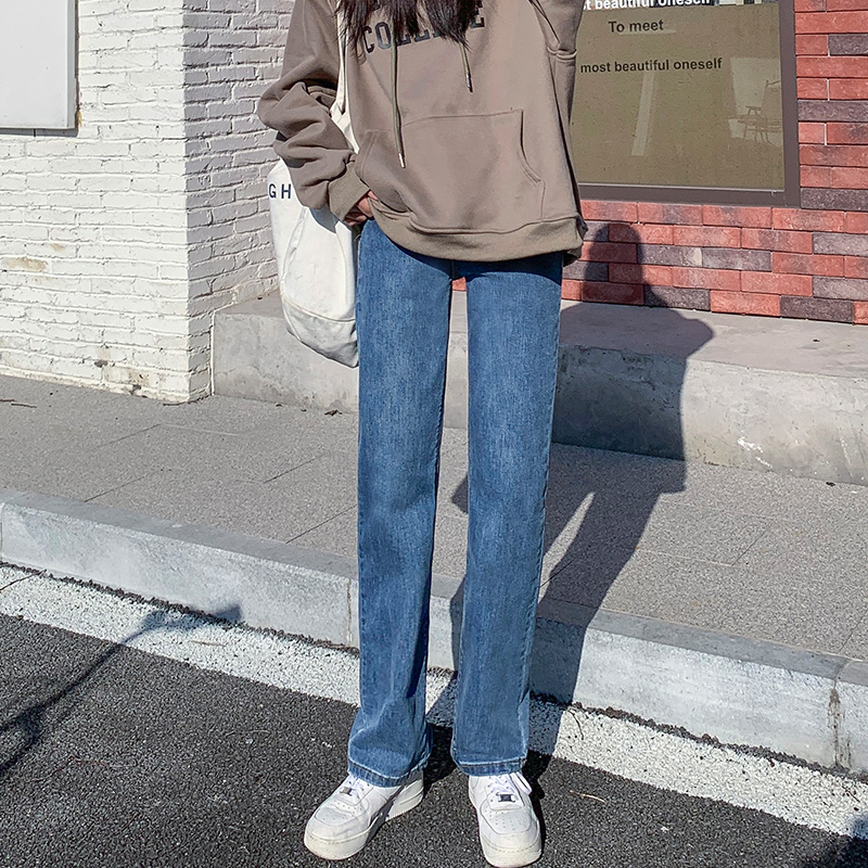 复古小直筒牛仔裤女加绒加厚 pstylejeans牛仔裤