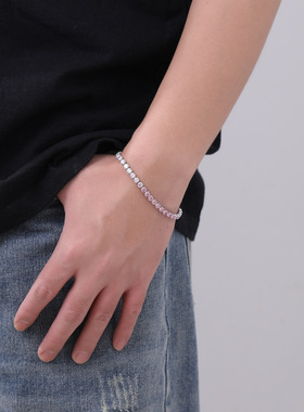 钛钢锆石渐变爆闪手链送女友