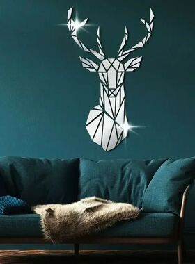 3D Mirror Wall Stickers Nordic Style Acrylic Deer Head Mirro
