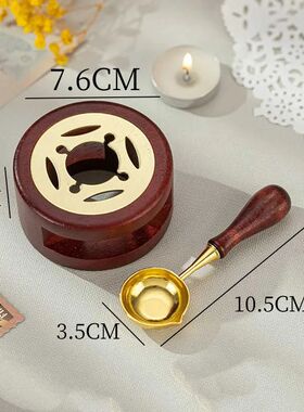 1 Set Of Wax Seal, Solid Wood Wax Melting Furnace With Spoon