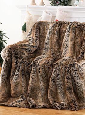 Battilo Faux Fur Blanket Plaid Throw for Sofa Luxury Fox Fur