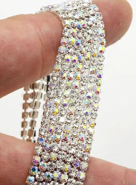 1Meter 2-4mm Crystal Rhinestone Close Chain Trim Sew-On Glue