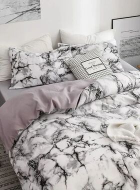Marble Print Queen Bedding Set King Size Brushed Duvet ver S