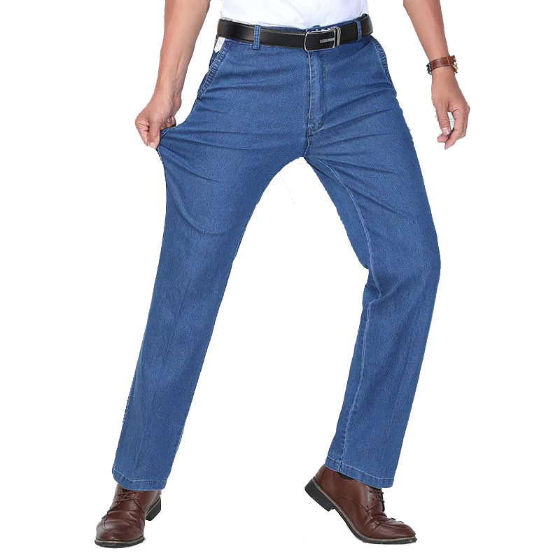 Middle-aged Jeans Men's Thin Loose High Waist Sretch Busines - 图3