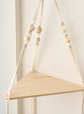 1/2/3-tier Floating Wall Shelf Wood Triangle Corner Display