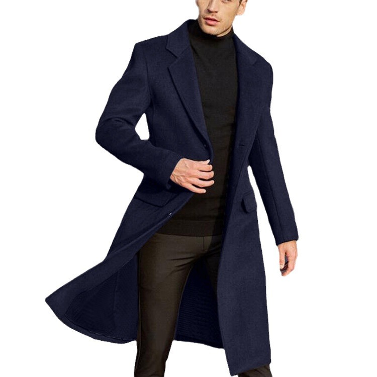 2024 British Men's Long Windbreaker Woolen Coat Men's Woolen - 图3