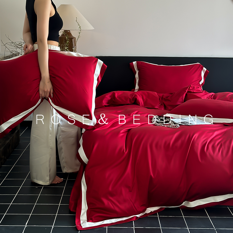 Rose Bedding‖轻奢纯欲风100S天丝棉四件套全棉冰丝结婚陪嫁床品 - 图0