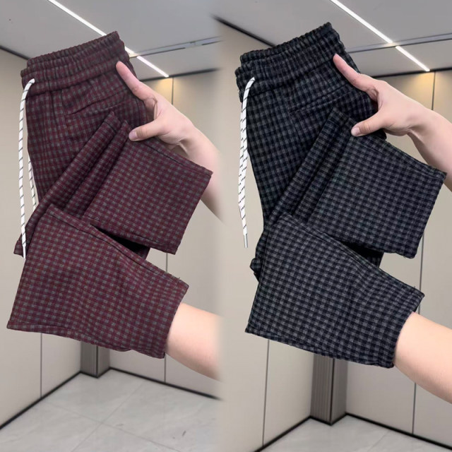ກາງເກງ plaid ກາງເກງຂອງແມ່ຍິງພາກຮຽນ spring ແລະດູໃບໄມ້ລົ່ນແບບໃຫມ່ pants ຊື່
