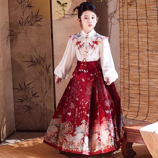 Children's horse-faced skirt, ancient style suit, Tang suit, 2025 new style, little girl, Chinese style Hanfu, middle and older children's spring and autumn style
