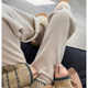 Autumn and winter style plush thickened herringbone wool wide-leg pants