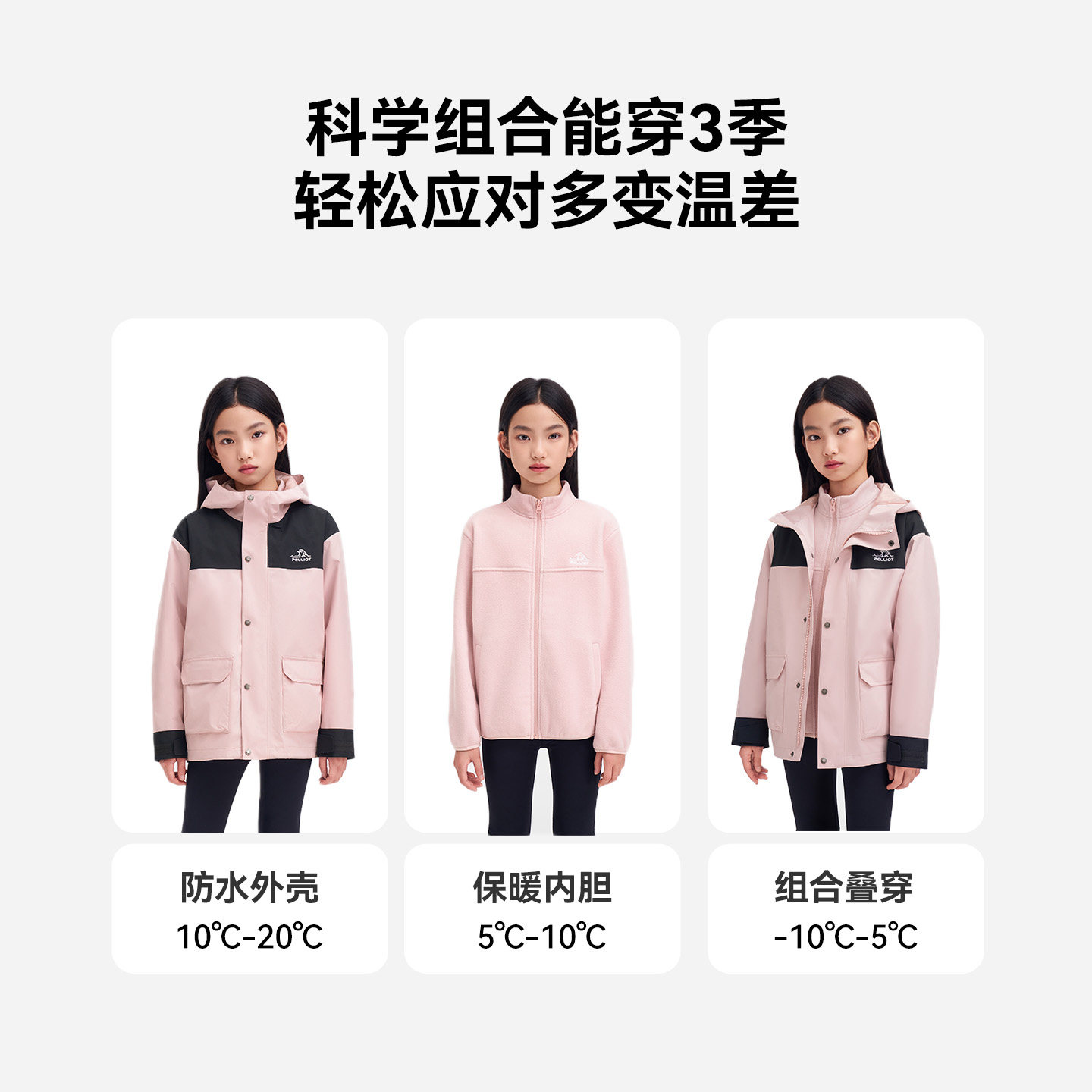 伯希和儿童冲锋衣三合一摇粒绒马年红色男女童三防户外冬季外套,淘宝优惠券,粉丝福利购,淘宝优惠卷