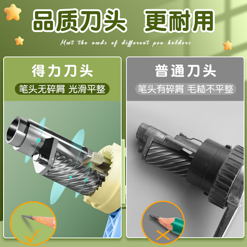 得力卷笔刀儿童小学生专用削笔器手摇式粗细可调自动进铅转笔刀一年级幼儿园铅笔削笔刀美术生用绞笔机铅笔刀,淘宝优惠券,粉丝福利购,淘宝优惠卷