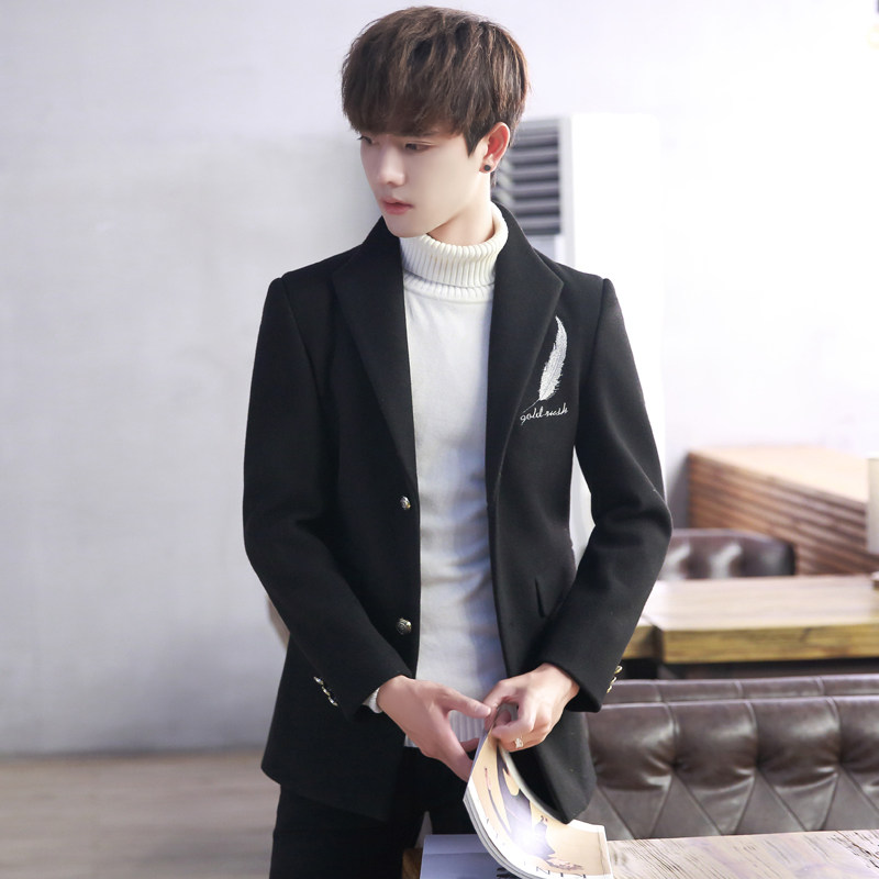 呢子加绒加厚休闲毛呢大衣潮夹克 港撒夹克