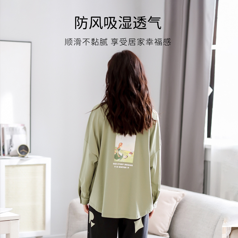 月子服春秋纯棉产后两件套喂奶睡衣 爱六甲家居服套装