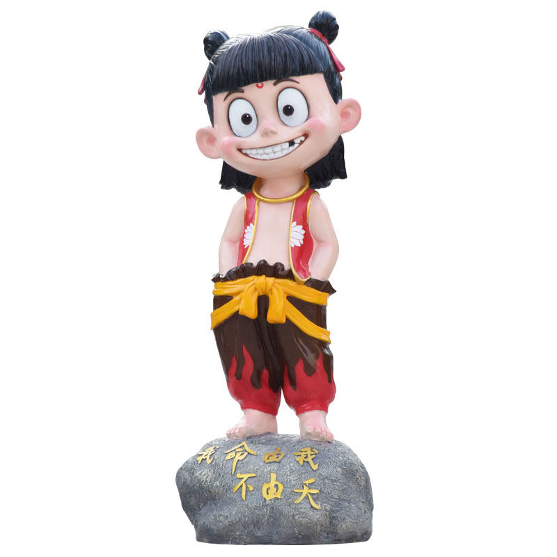 户外园林景观卡通人物雕塑大型玻璃钢哪吒摆件庭院商场装饰工艺品