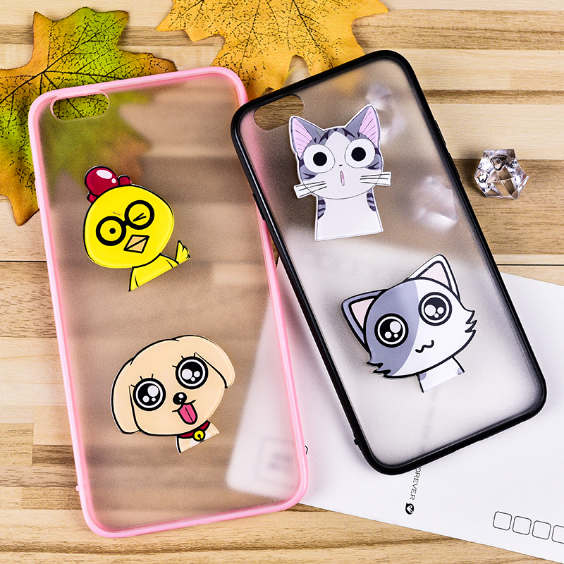 亚克力 可爱卡通呆萌小动物手机壳贴片DIY来图