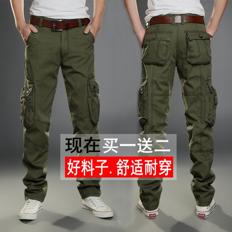 夏季男纯棉宽松直筒耐磨多袋工装裤 韩席休闲裤