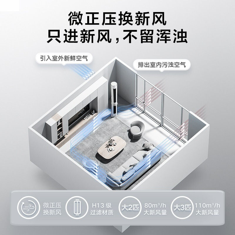 [新风无风感]美的舒适星se大柜机 midea美的智购空调