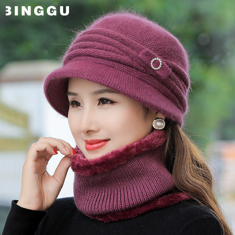 中老年人帽子女秋冬保暖针织毛线帽冬季新款老人妈妈奶奶老太太帽