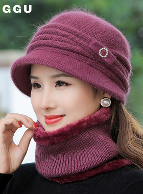 中老年帽子女冬季妈妈针织毛线帽
