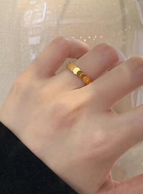 鱼鳞戒指女小众设计高级感轻奢素圈叠戴钛钢不掉色送女友生日礼物