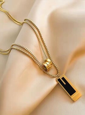 秋冬毛衣链轻奢小众项链欧美大牌新款百搭双层钛钢吊坠配饰装饰链